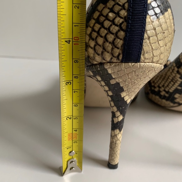 J. Crew Elsie Heel in Snake Embossed Leather with Bow, Pointy Toe Size 8.5 - Picture 4 of 10